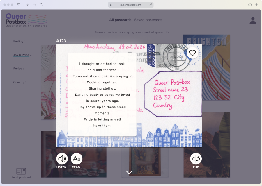 Transcript of the handwritten postcard text